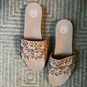 Women's Light Pink Floral Slide Sandals